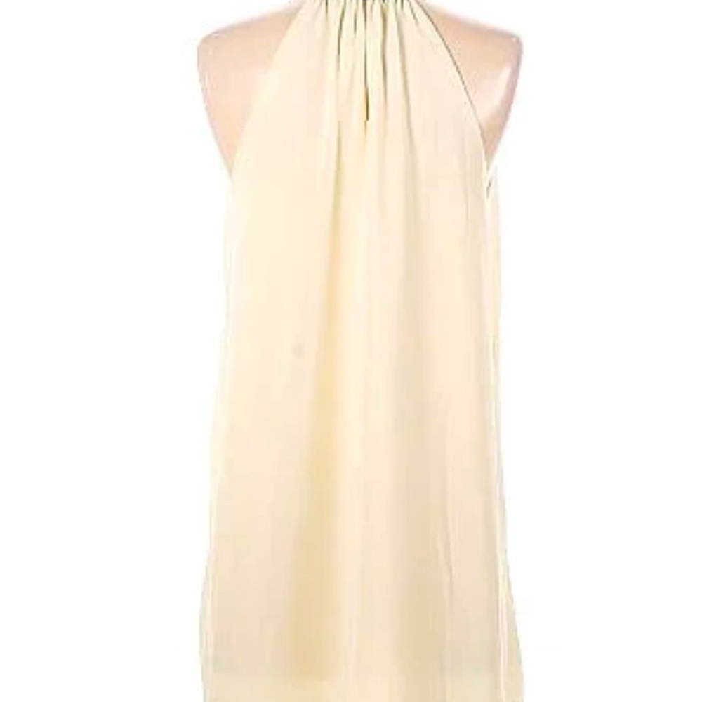 Tobi Cream Halter Evening Dress with Rhinestone and Beaded Collar Sz Large